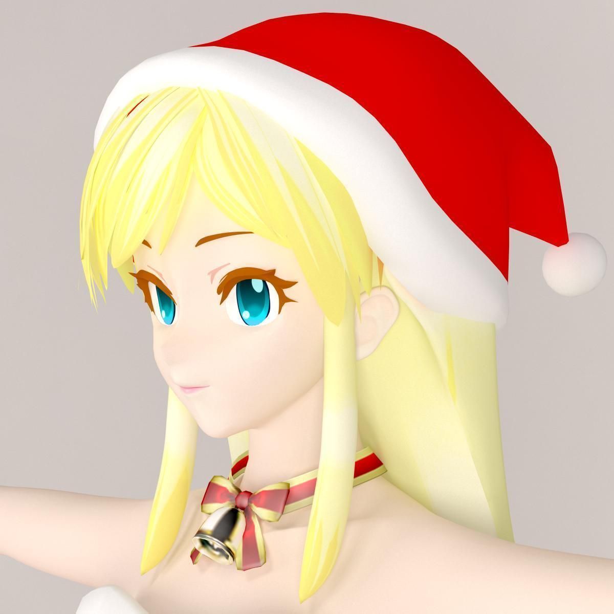 T pose nonrigged model of Christmas toon girl 3D model_5
