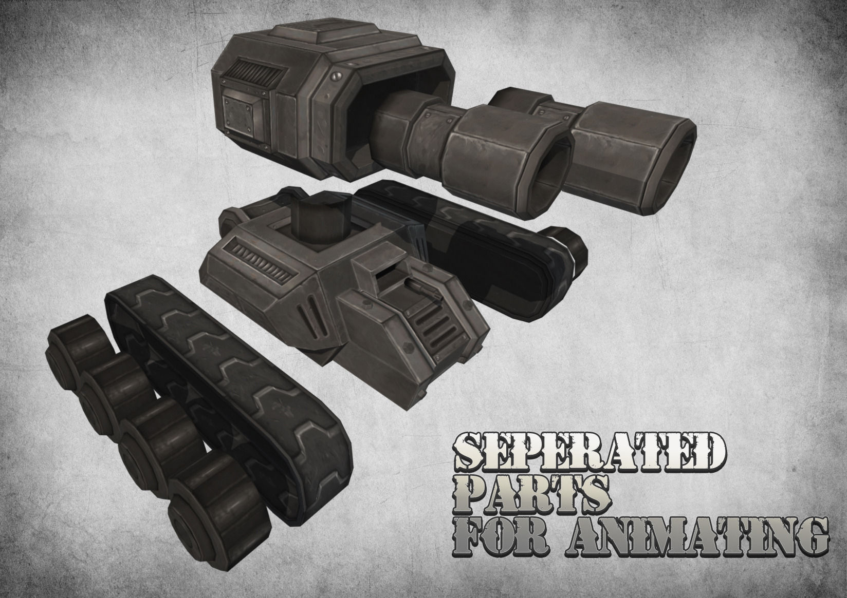 Toon Tank 02 Low-poly 3D model_6