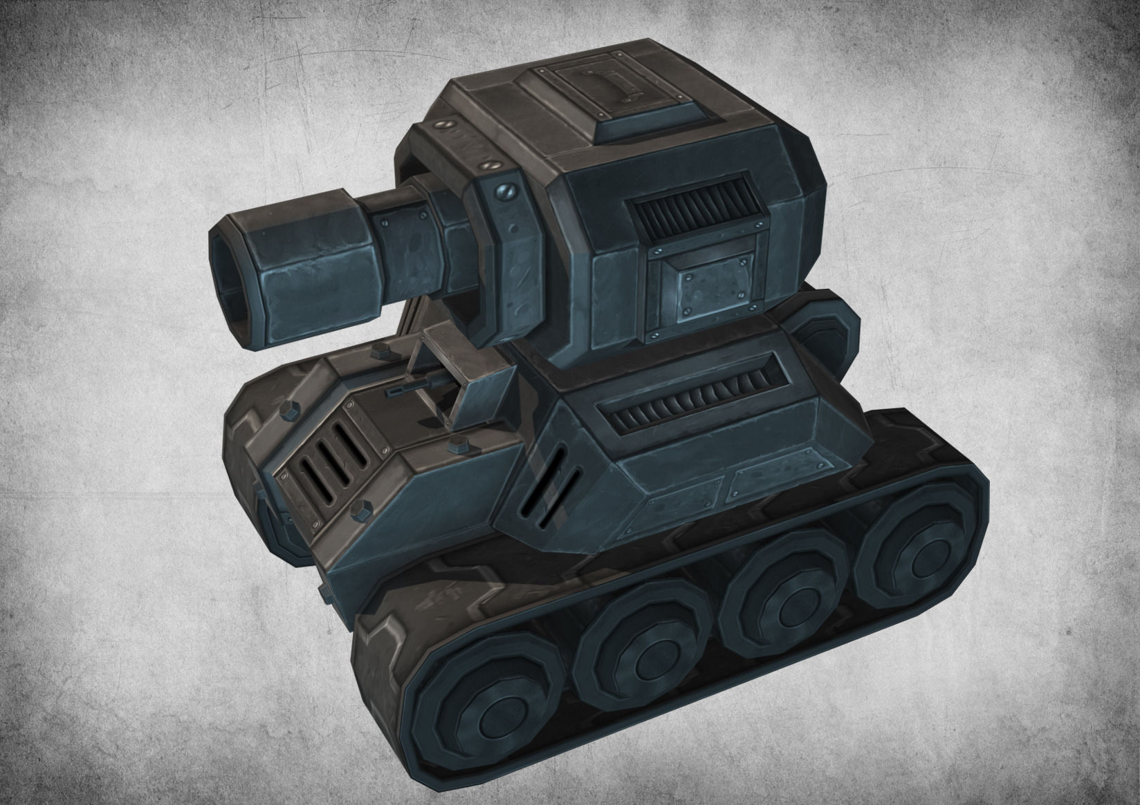 Toon Tank 02 Low-poly 3D model_2