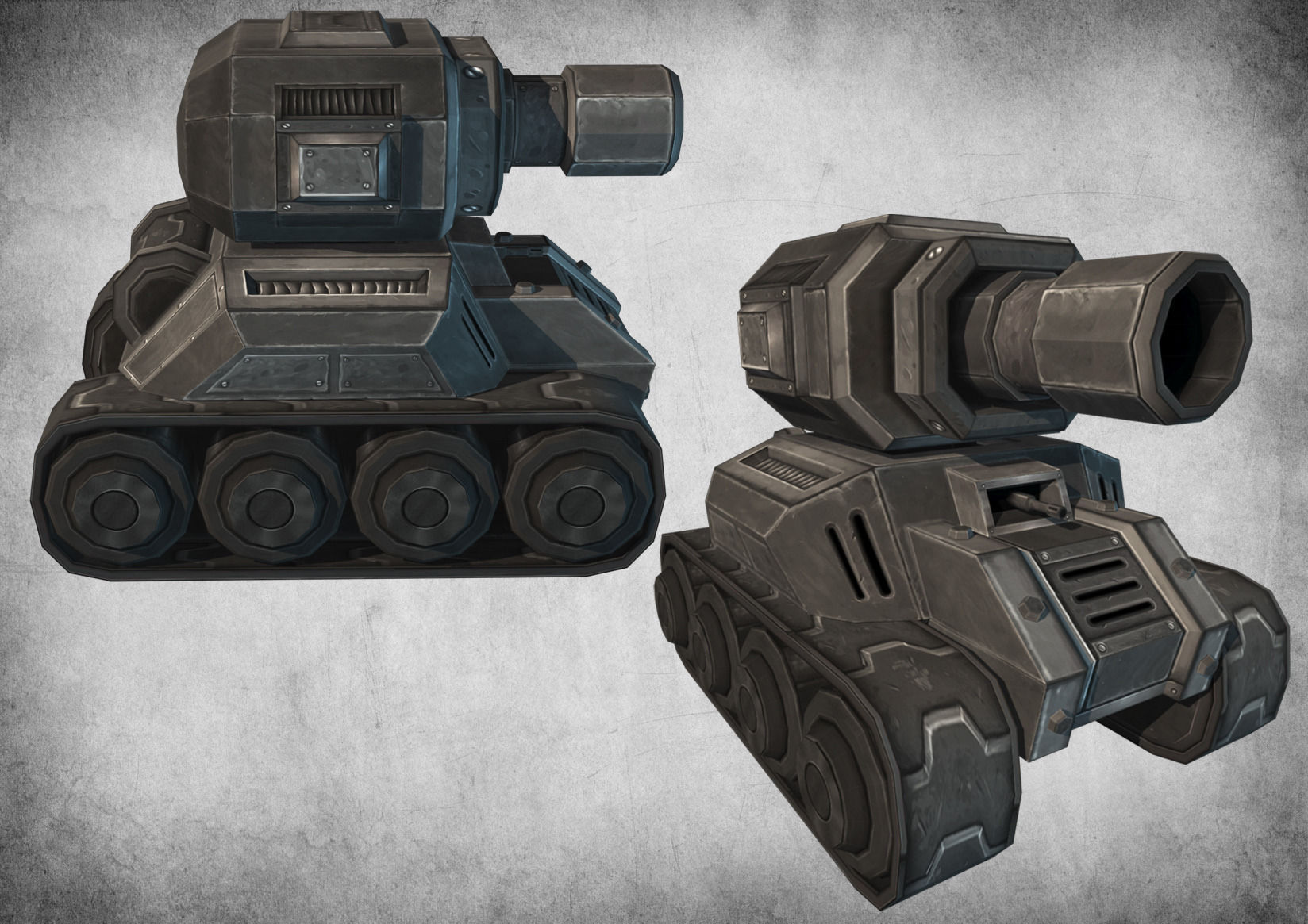 Toon Tank 02 Low-poly 3D model_4
