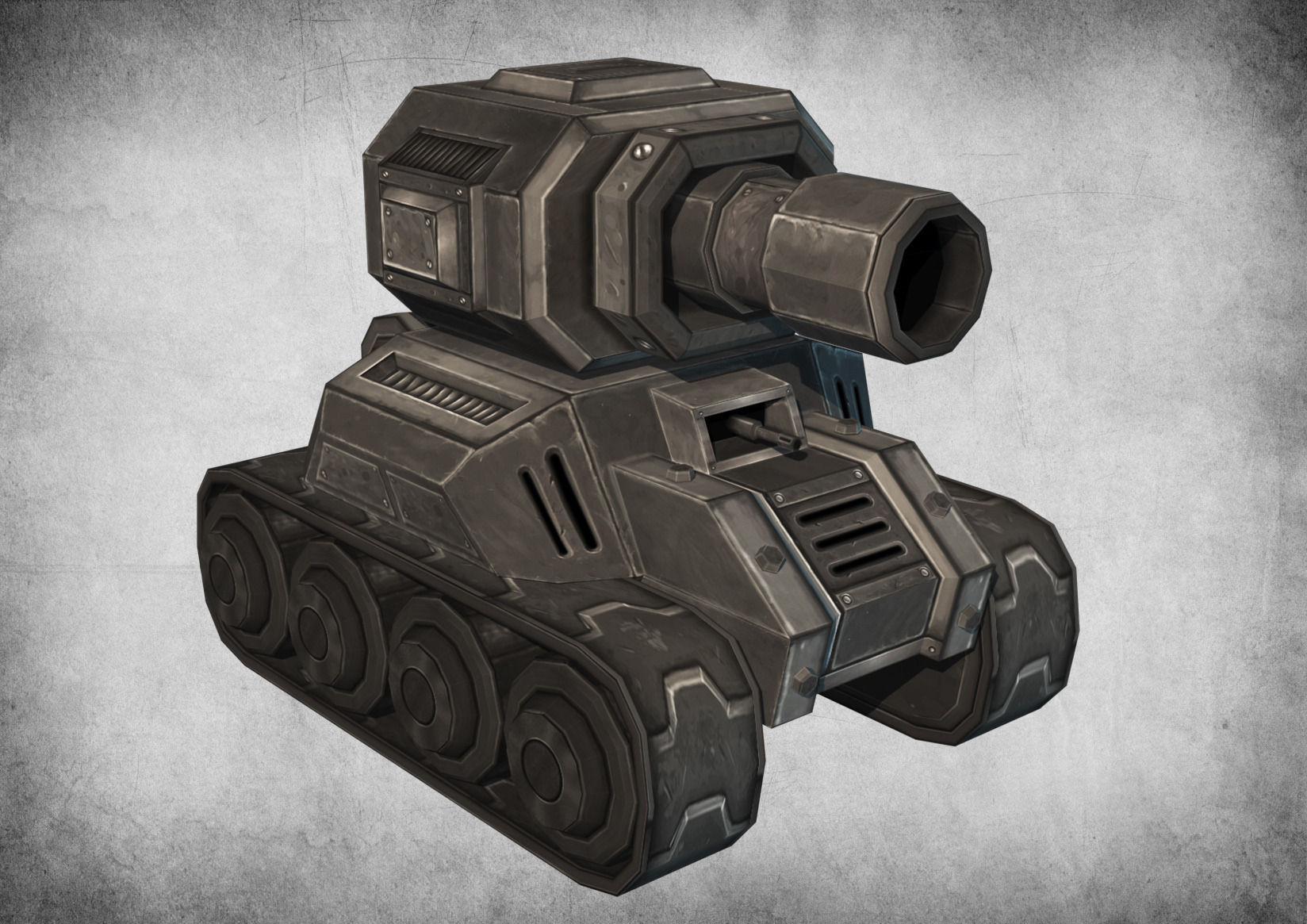 Toon Tank 02 Low-poly 3D model_1