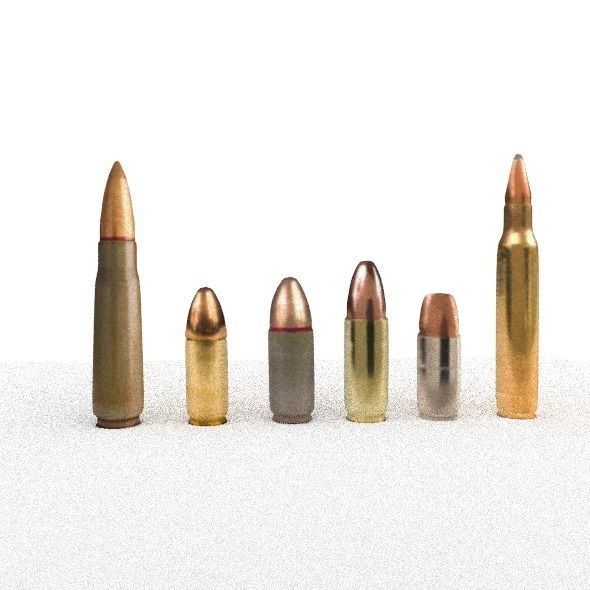 Bullet Collection low-poly different bullets Low-poly 3D model_0