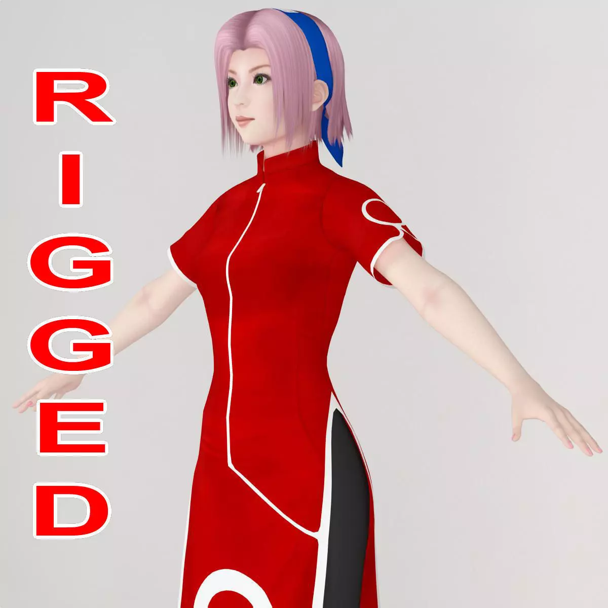 T pose rigged model of Sakura Haruno 3D model_0
