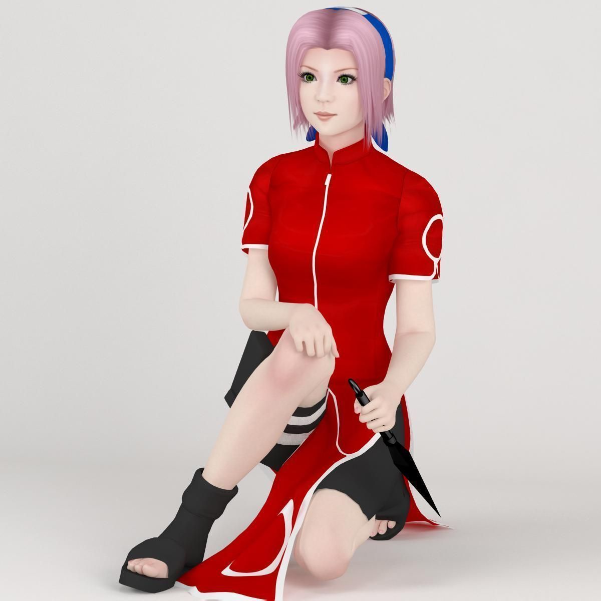 T pose rigged model of Sakura Haruno 3D model_1