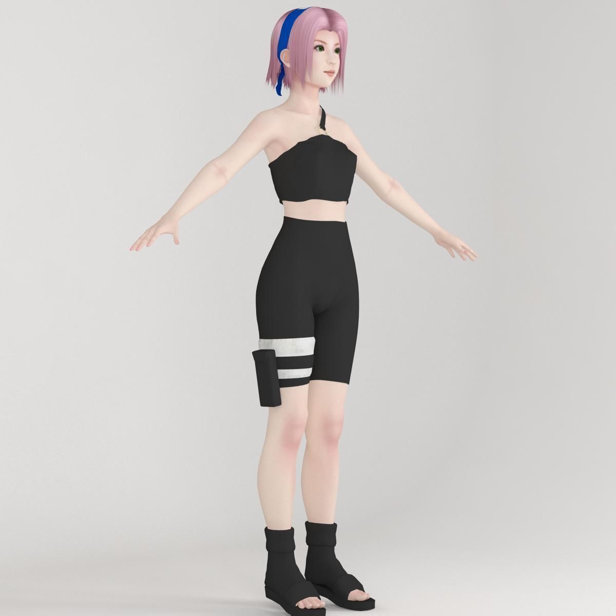 T pose rigged model of Sakura Haruno 3D model_9