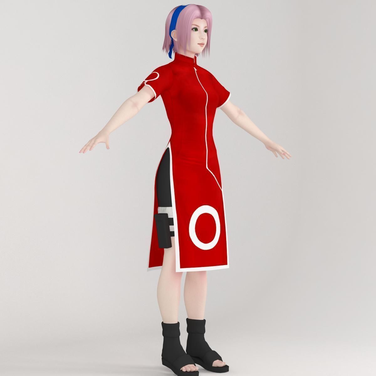 T pose rigged model of Sakura Haruno 3D model_8