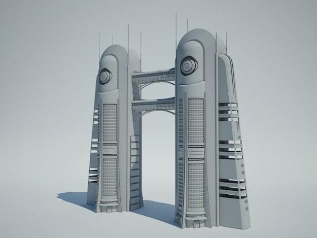 Futuristic Sci Fi Building 3D model_2