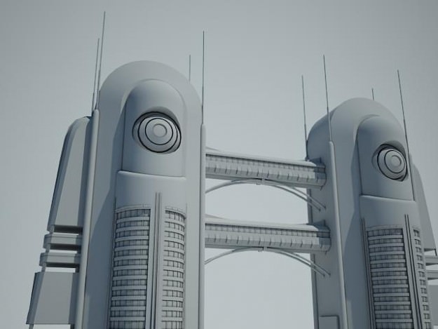 Futuristic Sci Fi Building 3D model_3