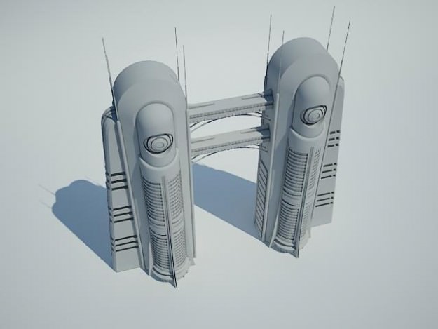 Futuristic Sci Fi Building 3D model_1