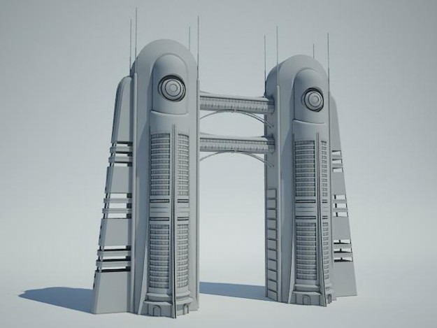 Futuristic Sci Fi Building 3D model_0