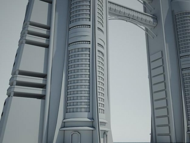Futuristic Sci Fi Building 3D model_4