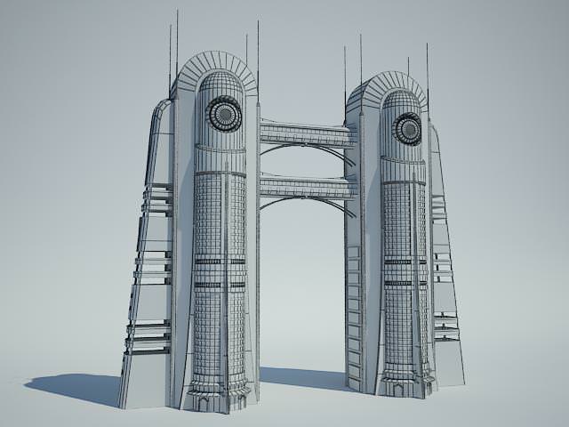 Futuristic Sci Fi Building 3D model_5