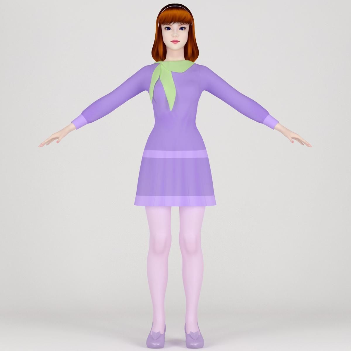 T pose nonrigged model of Daphne Blake 3D model_3