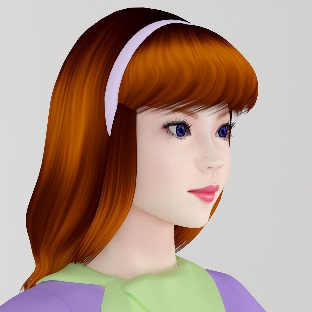 T pose nonrigged model of Daphne Blake 3D model_1