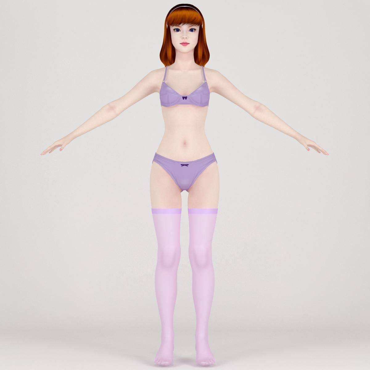 T pose nonrigged model of Daphne Blake 3D model_4