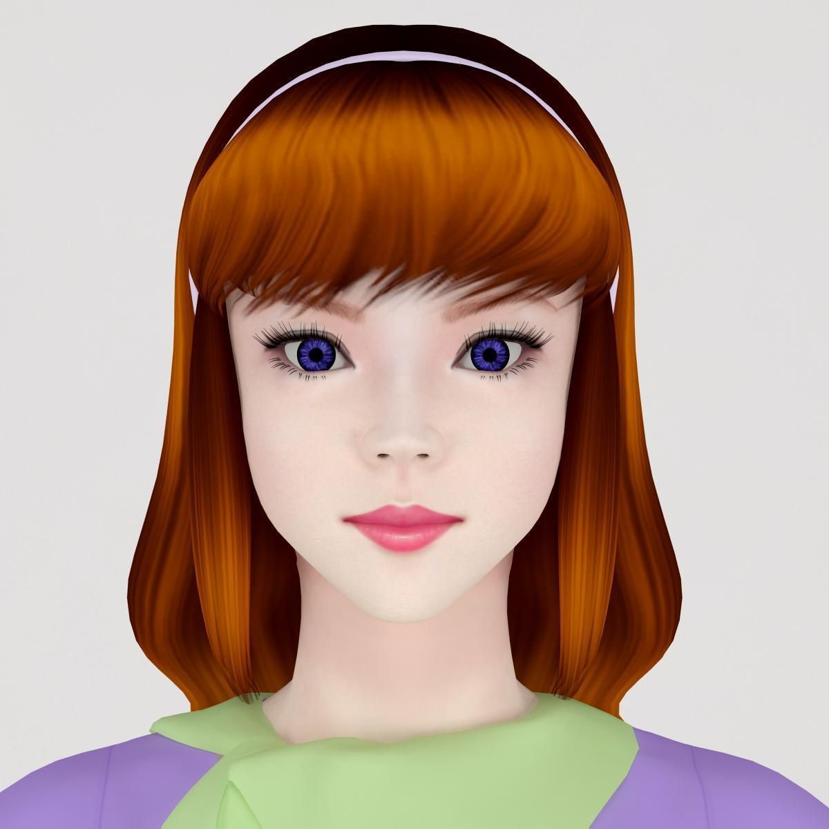 T pose rigged model of Daphne Blake 3D model_3