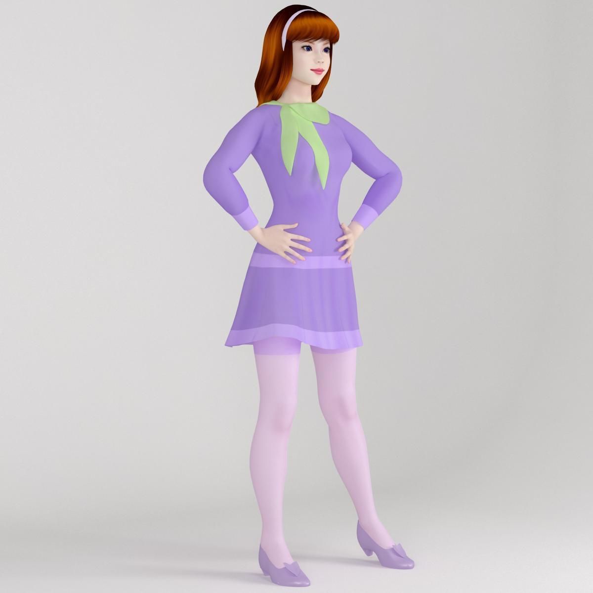 T pose rigged model of Daphne Blake 3D model_1