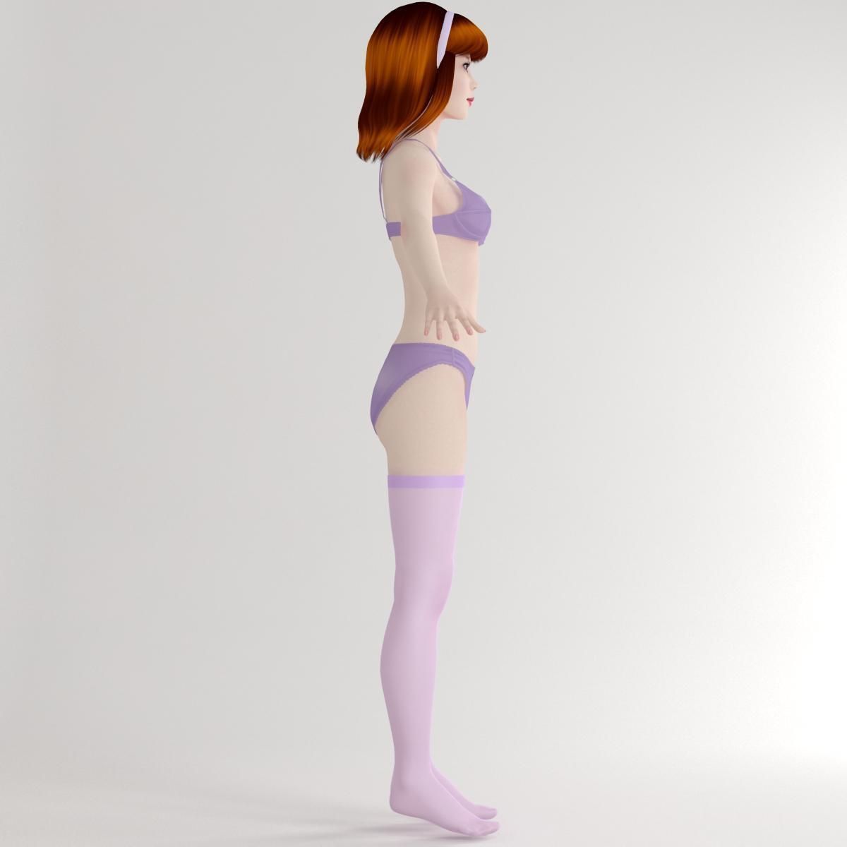 T pose rigged model of Daphne Blake 3D model_12