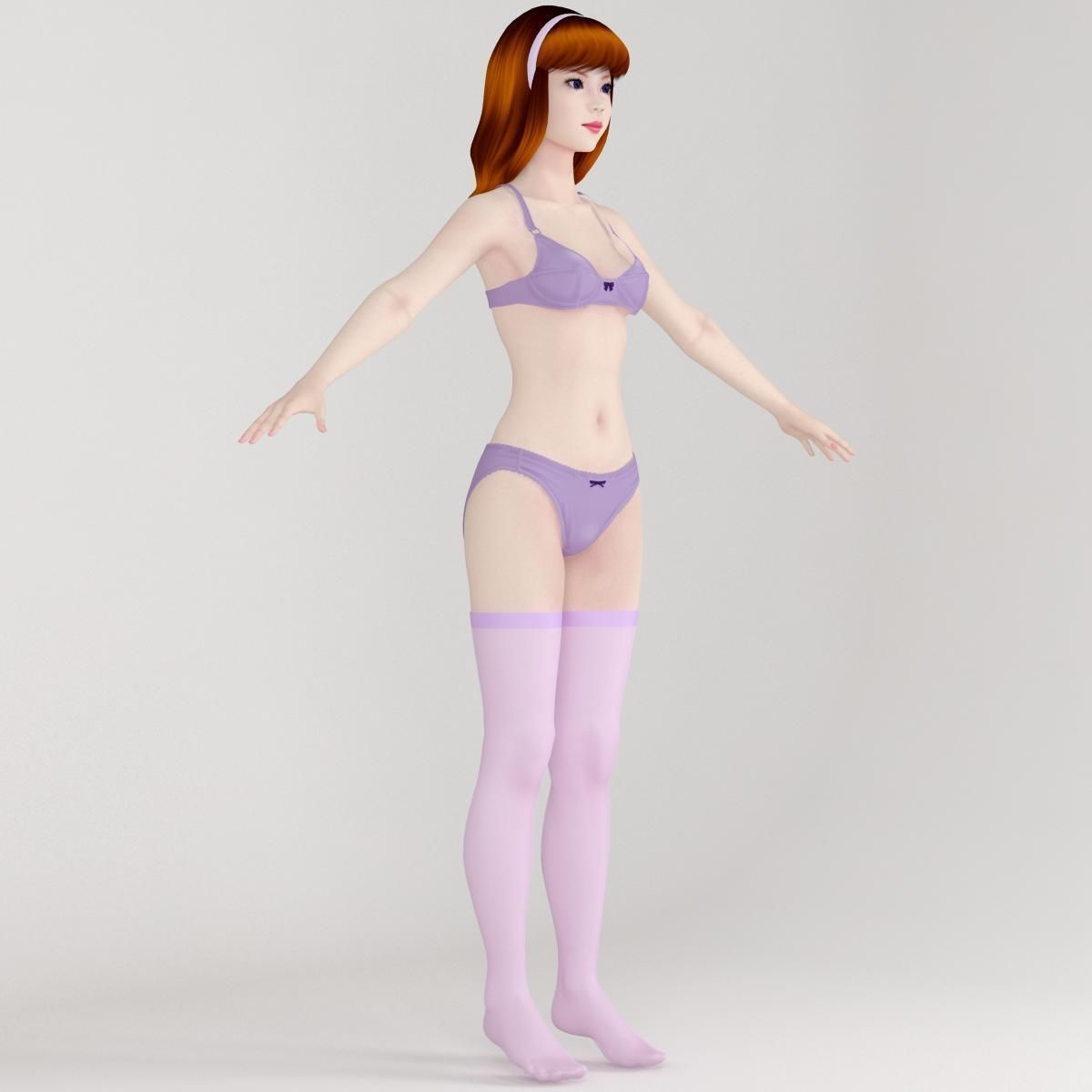 T pose rigged model of Daphne Blake 3D model_9