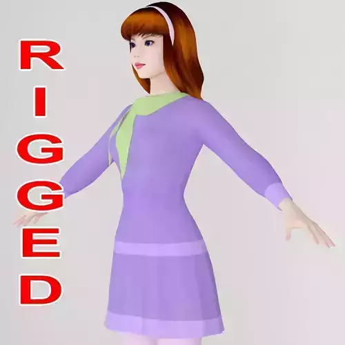 T pose rigged model of Daphne Blake 3D model