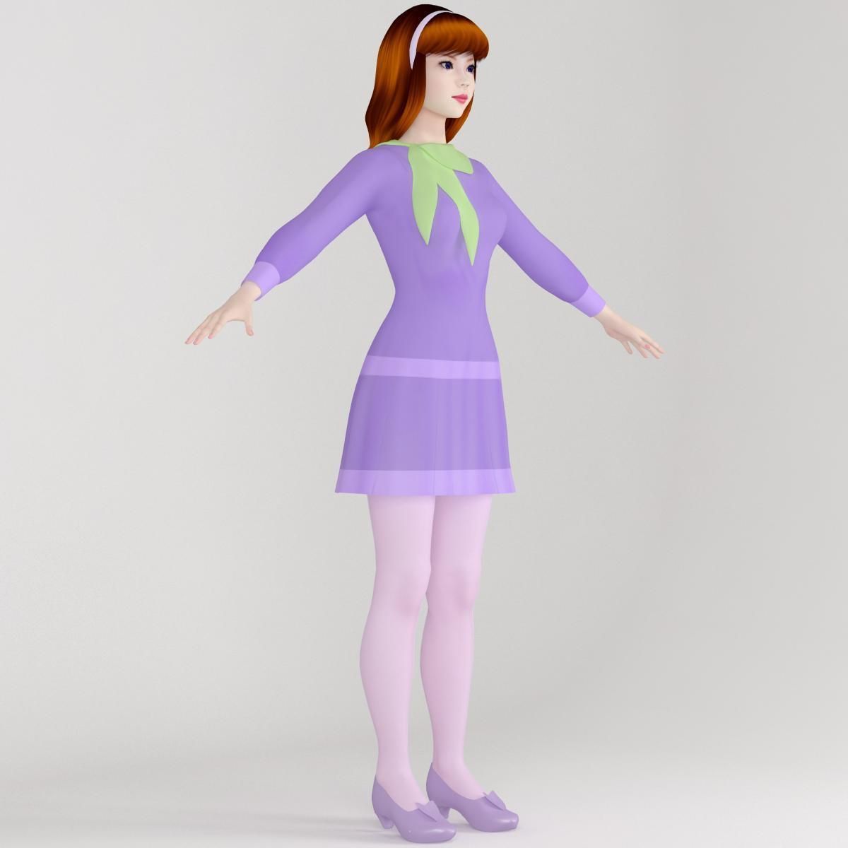 T pose rigged model of Daphne Blake 3D model_8