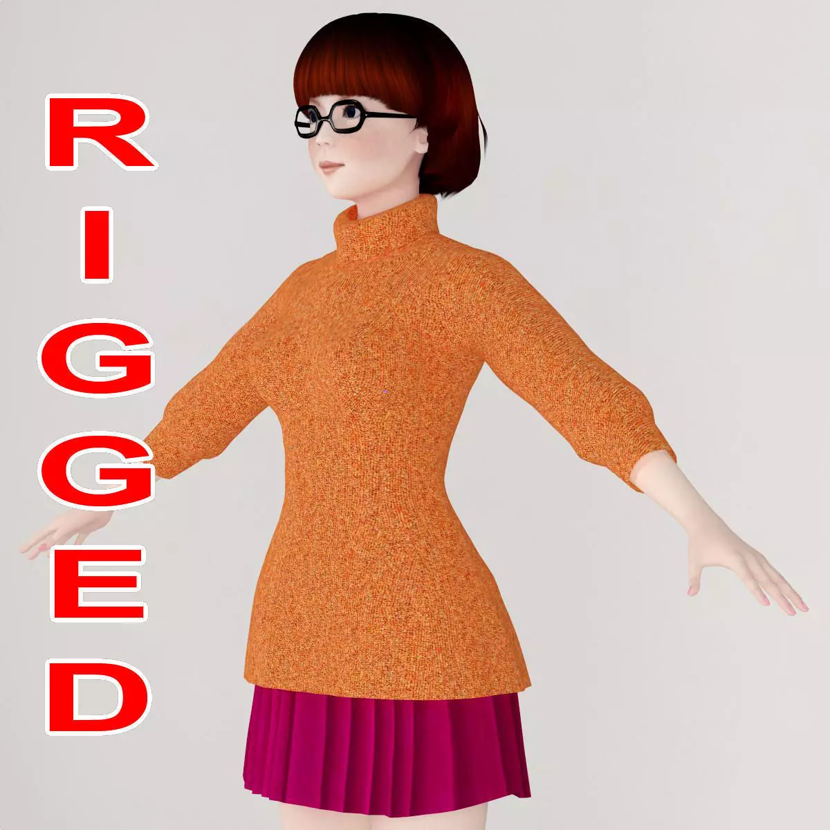 T pose rigged model of Velma Dinkley  3D model_0