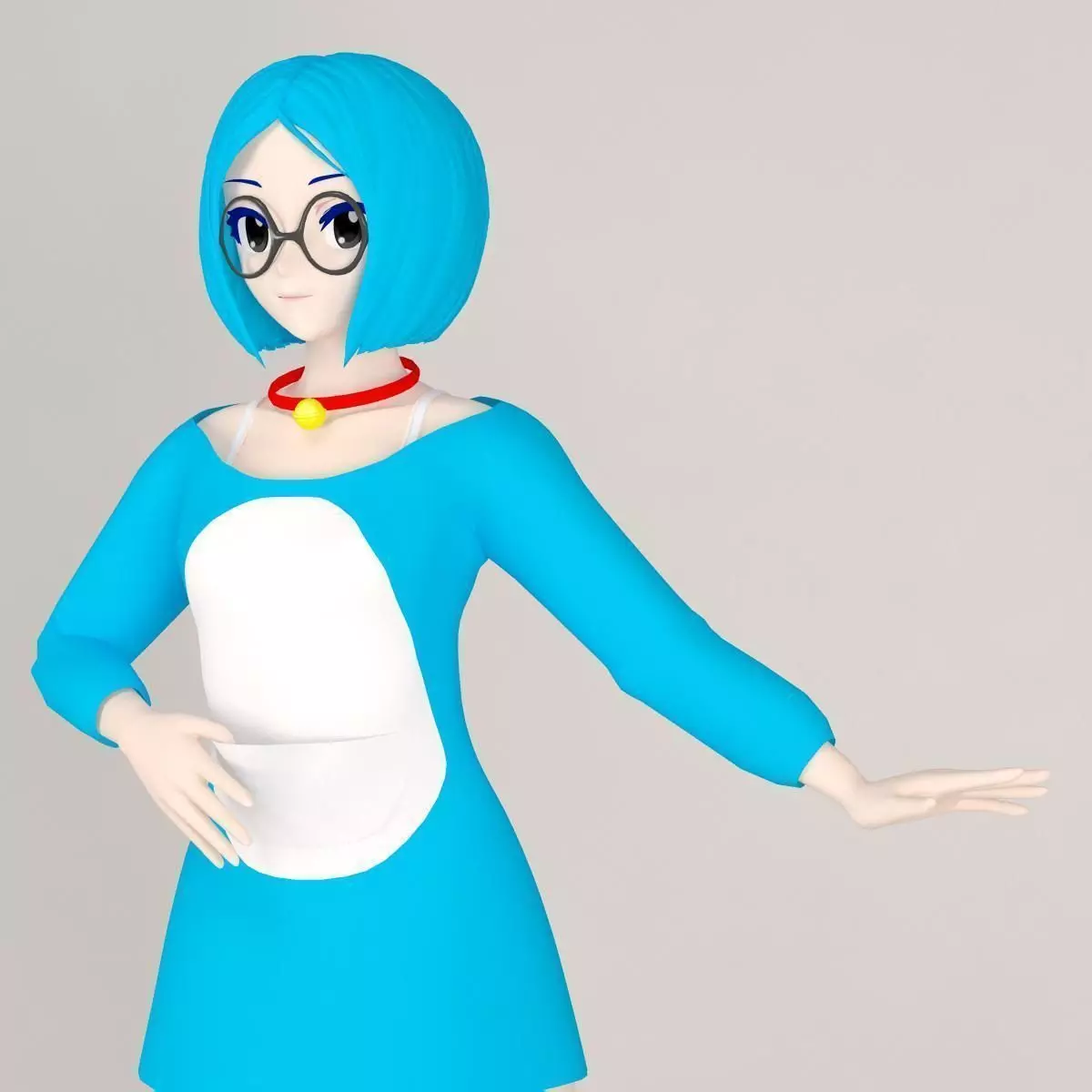 Doraemon toon girl pose 01 3D model_0