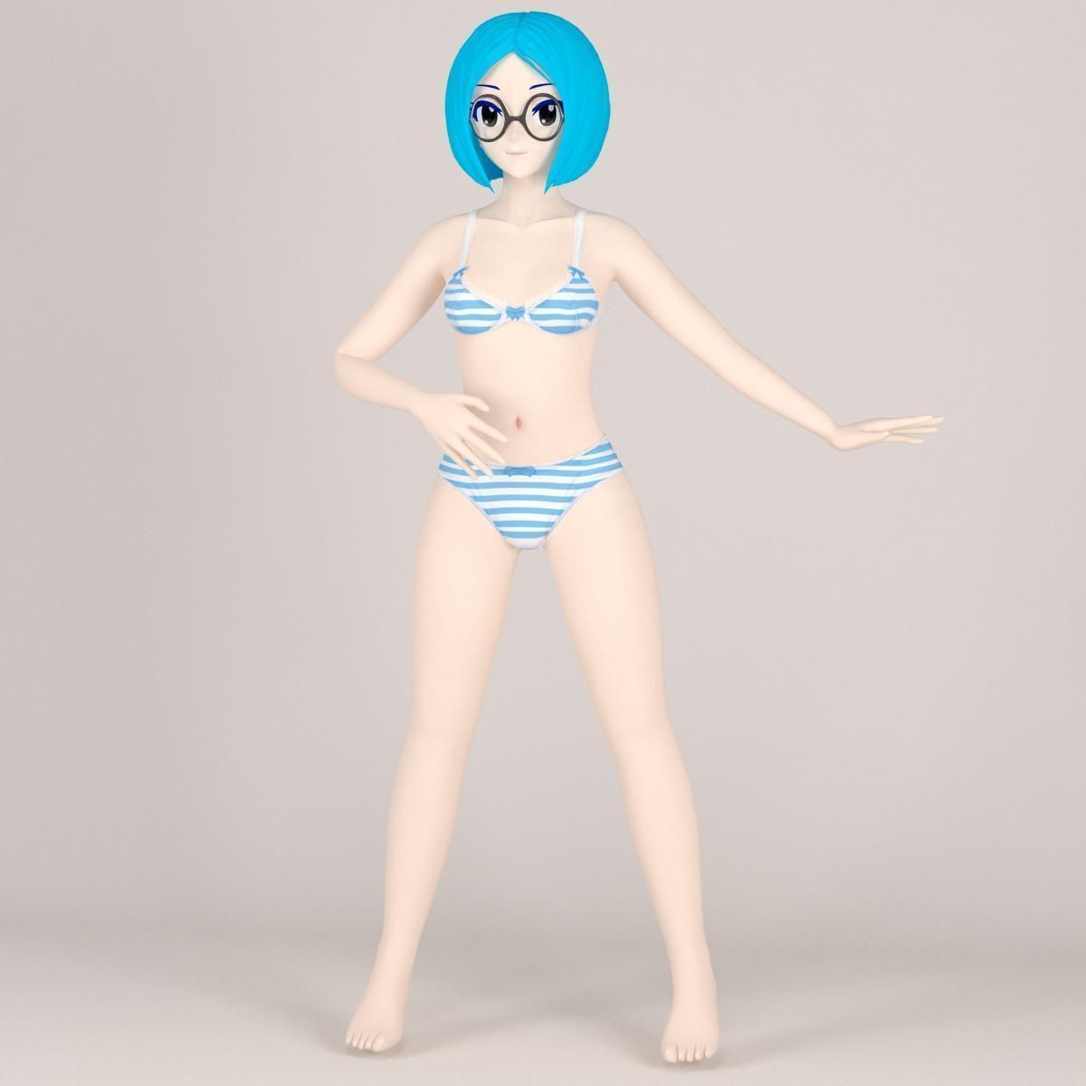 Doraemon toon girl pose 01 3D model_4