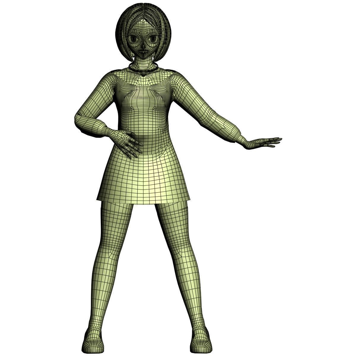 Doraemon toon girl pose 01 3D model_6