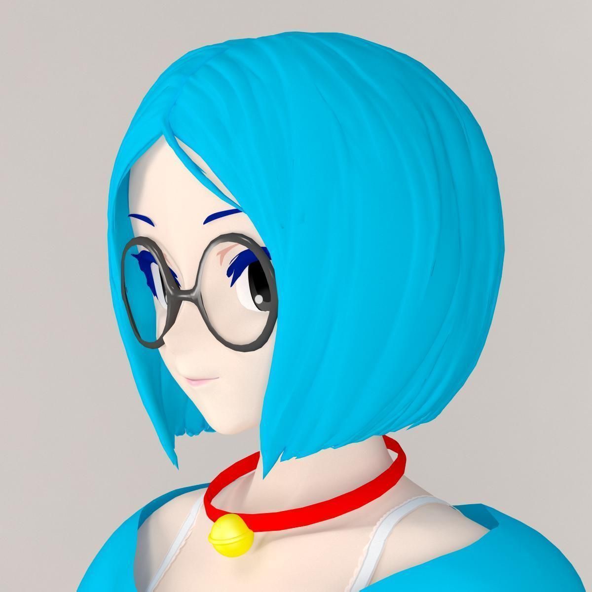 Doraemon toon girl pose 01 3D model_1