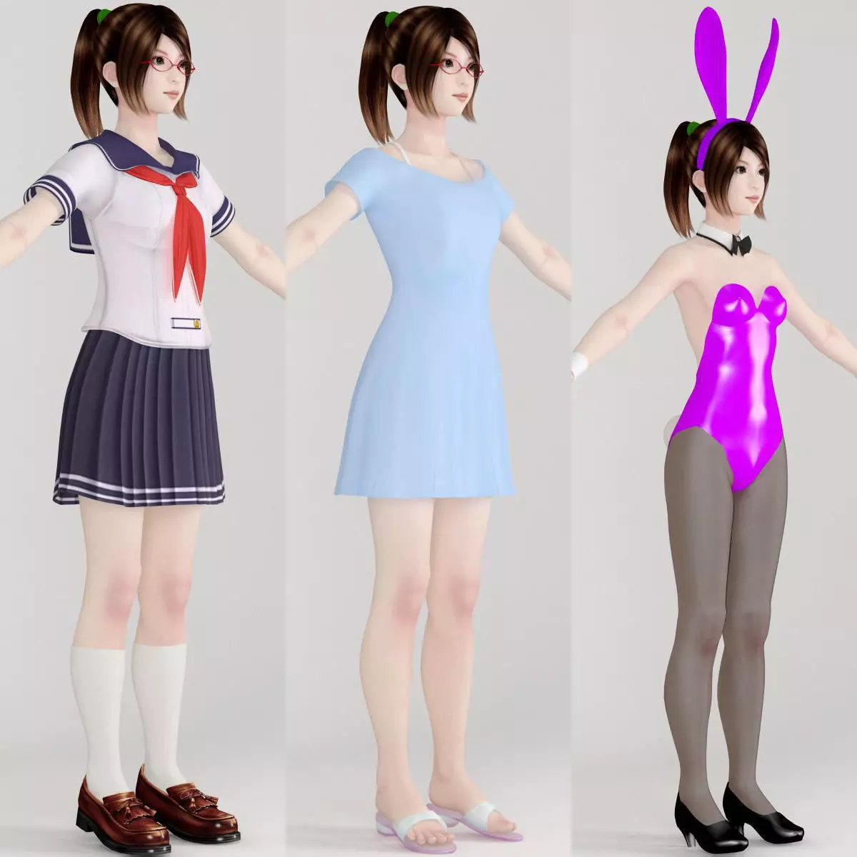T pose nonrigged model of Natsumi with various outfit 3D model_0