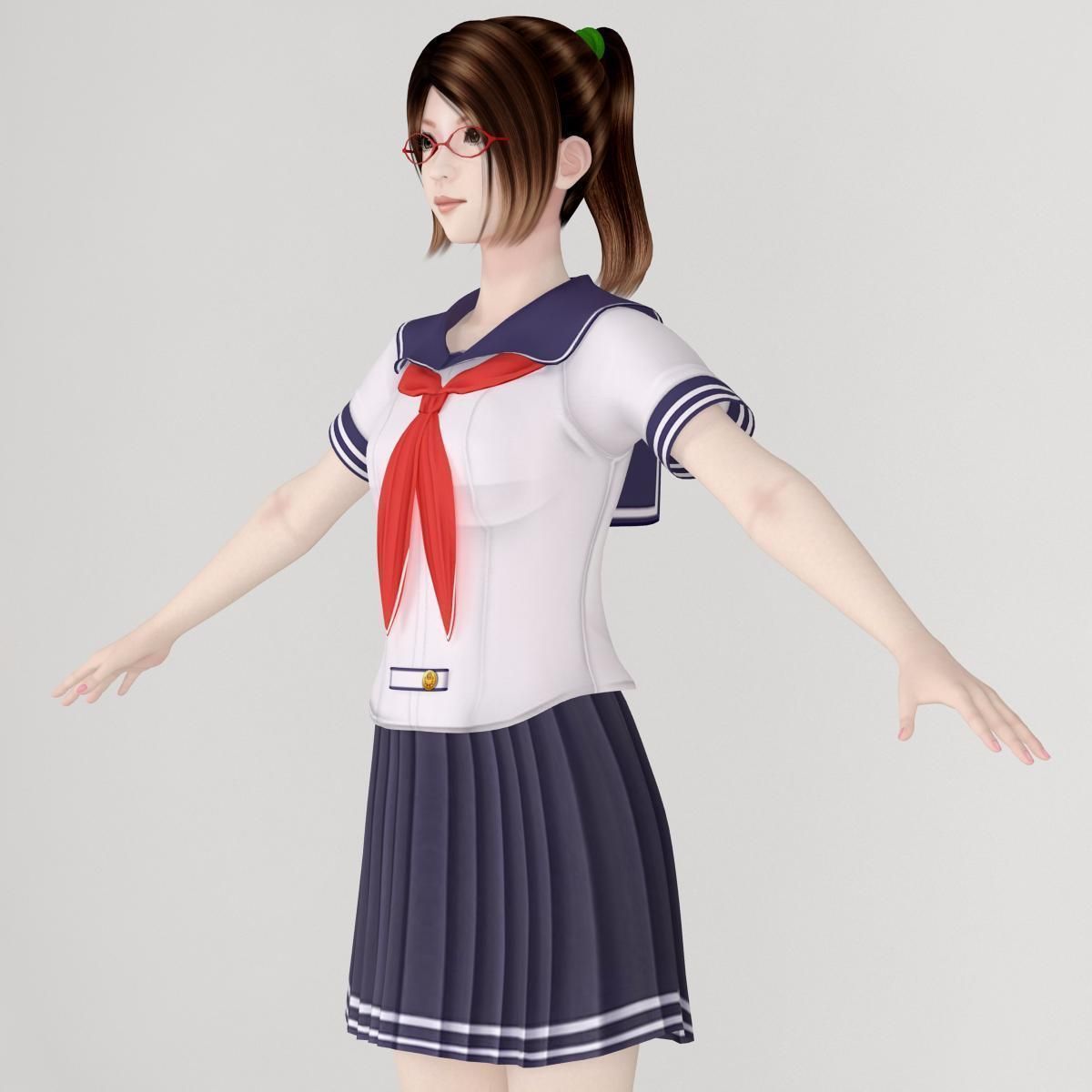 T pose nonrigged model of Natsumi with various outfit 3D model_2
