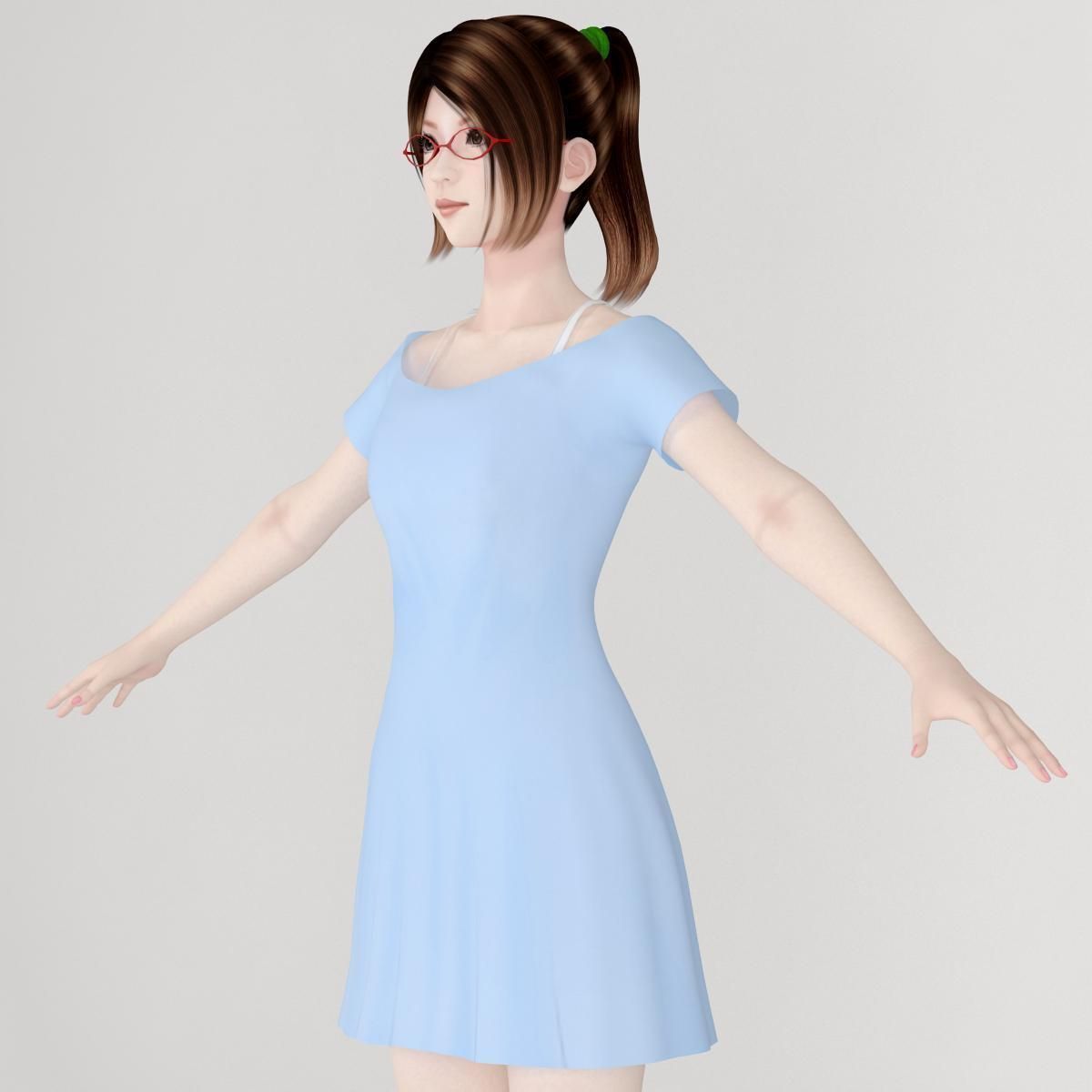 T pose nonrigged model of Natsumi with various outfit 3D model_1