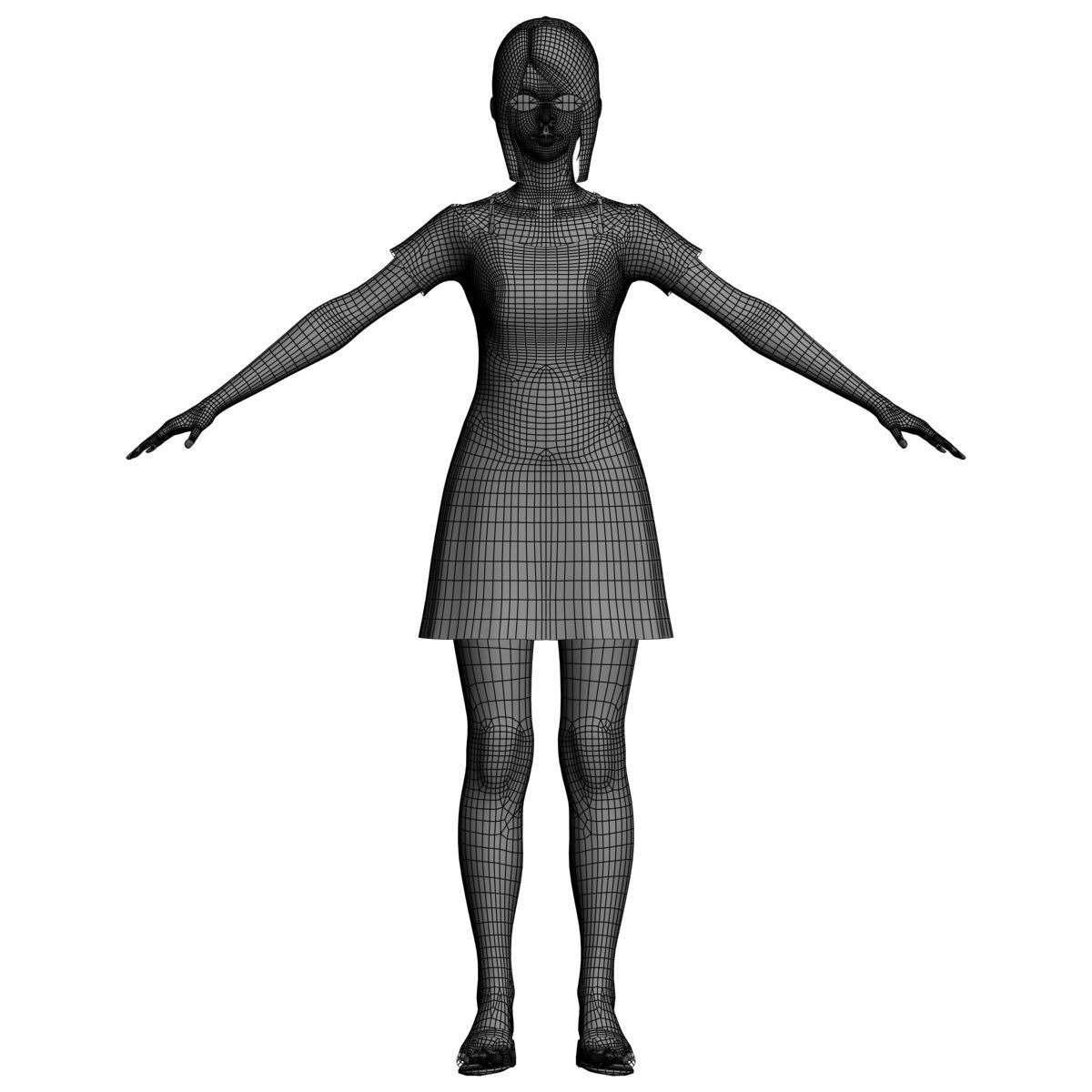 T pose rigged model of Natsumi with various outfit 3D model_14