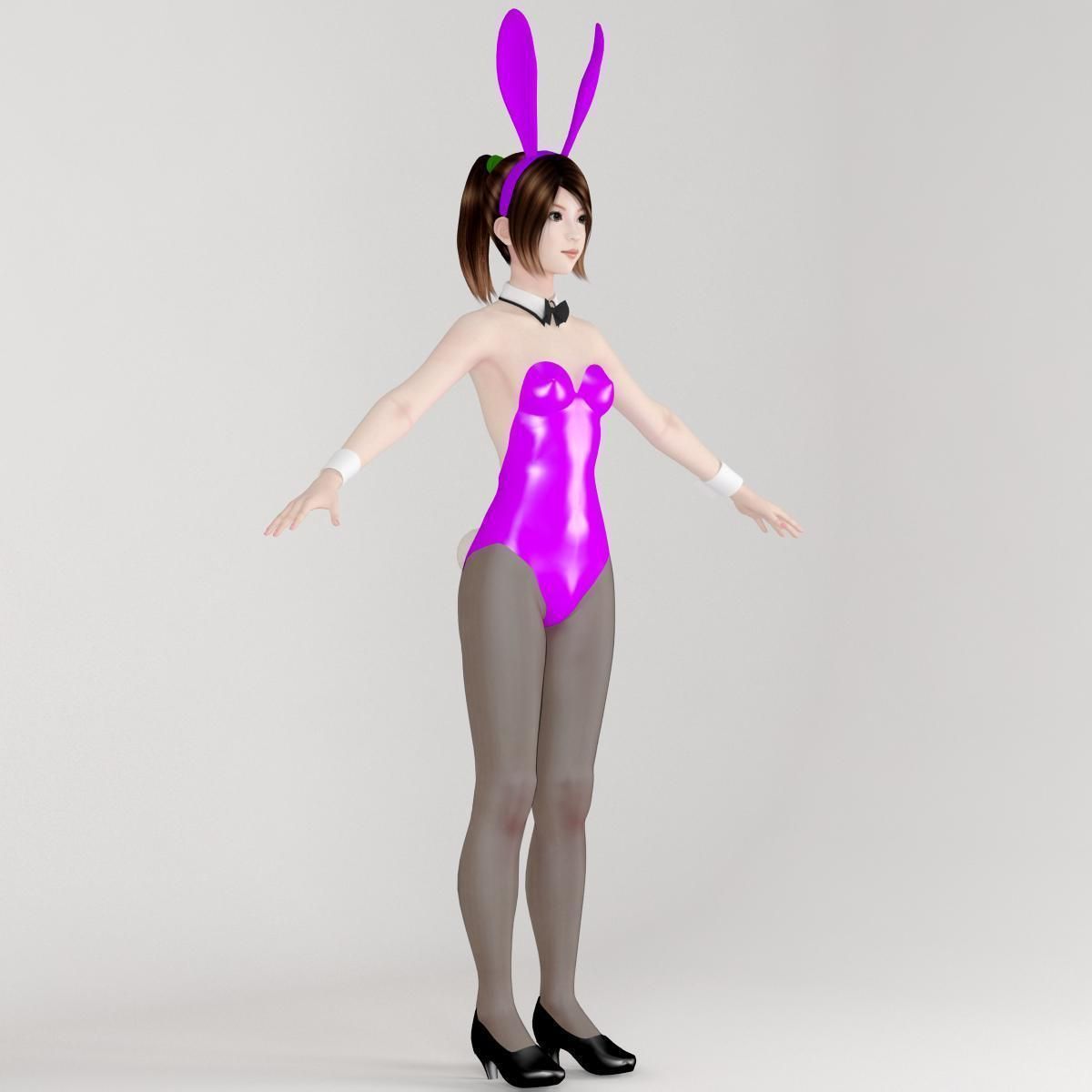 T pose rigged model of Natsumi with various outfit 3D model_11