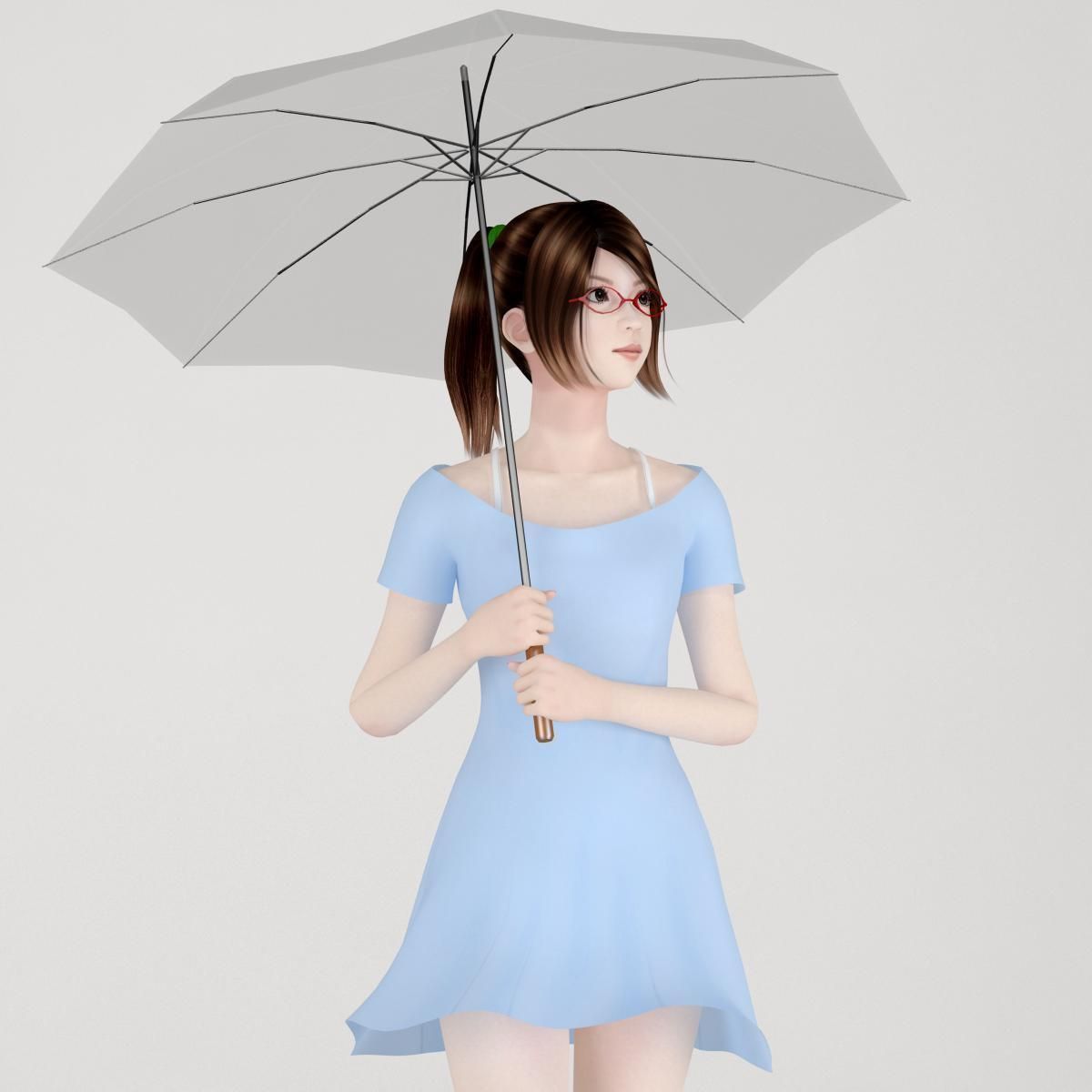 T pose rigged model of Natsumi with various outfit 3D model_1