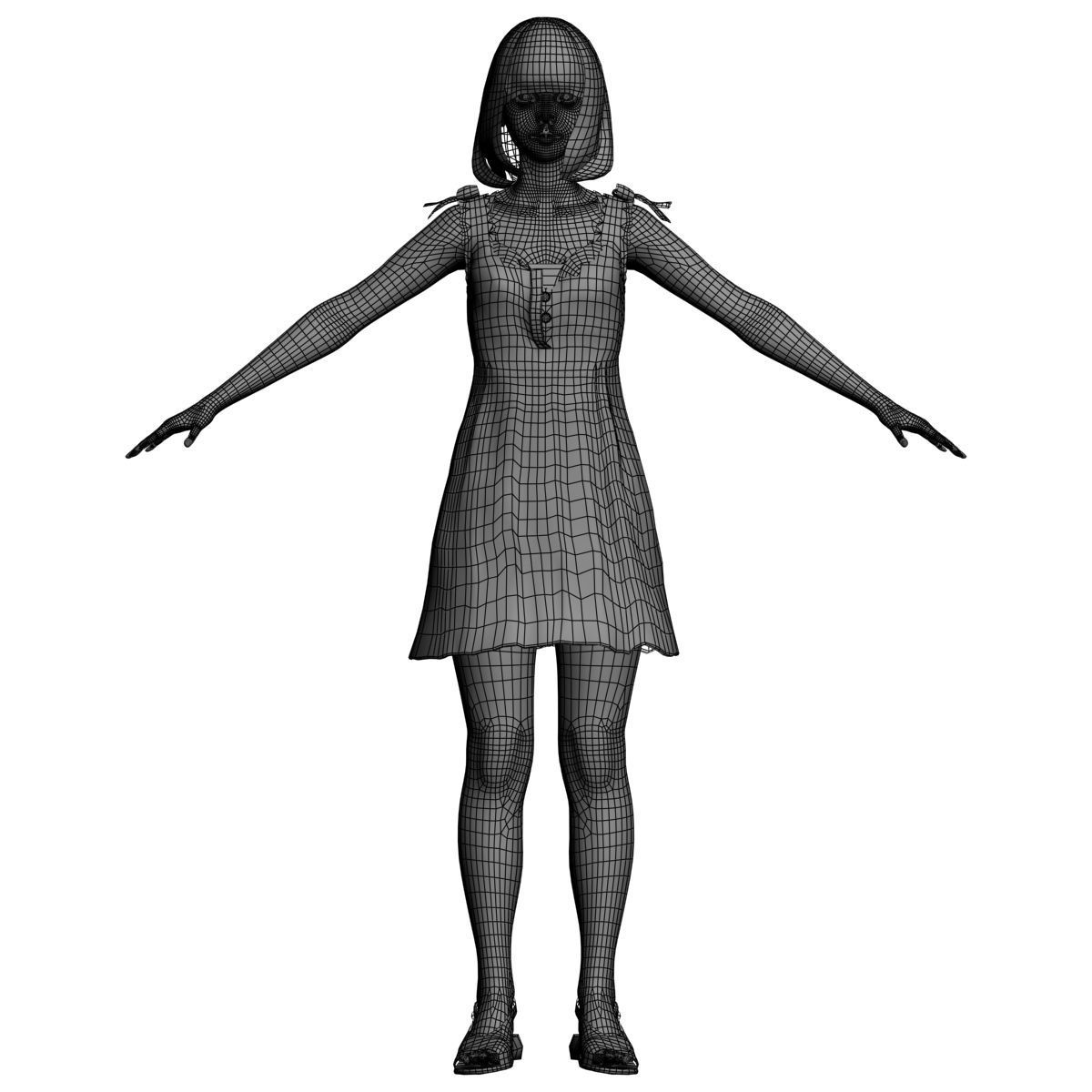 T pose nonrigged model of Mariko with various outfit 3D model_13