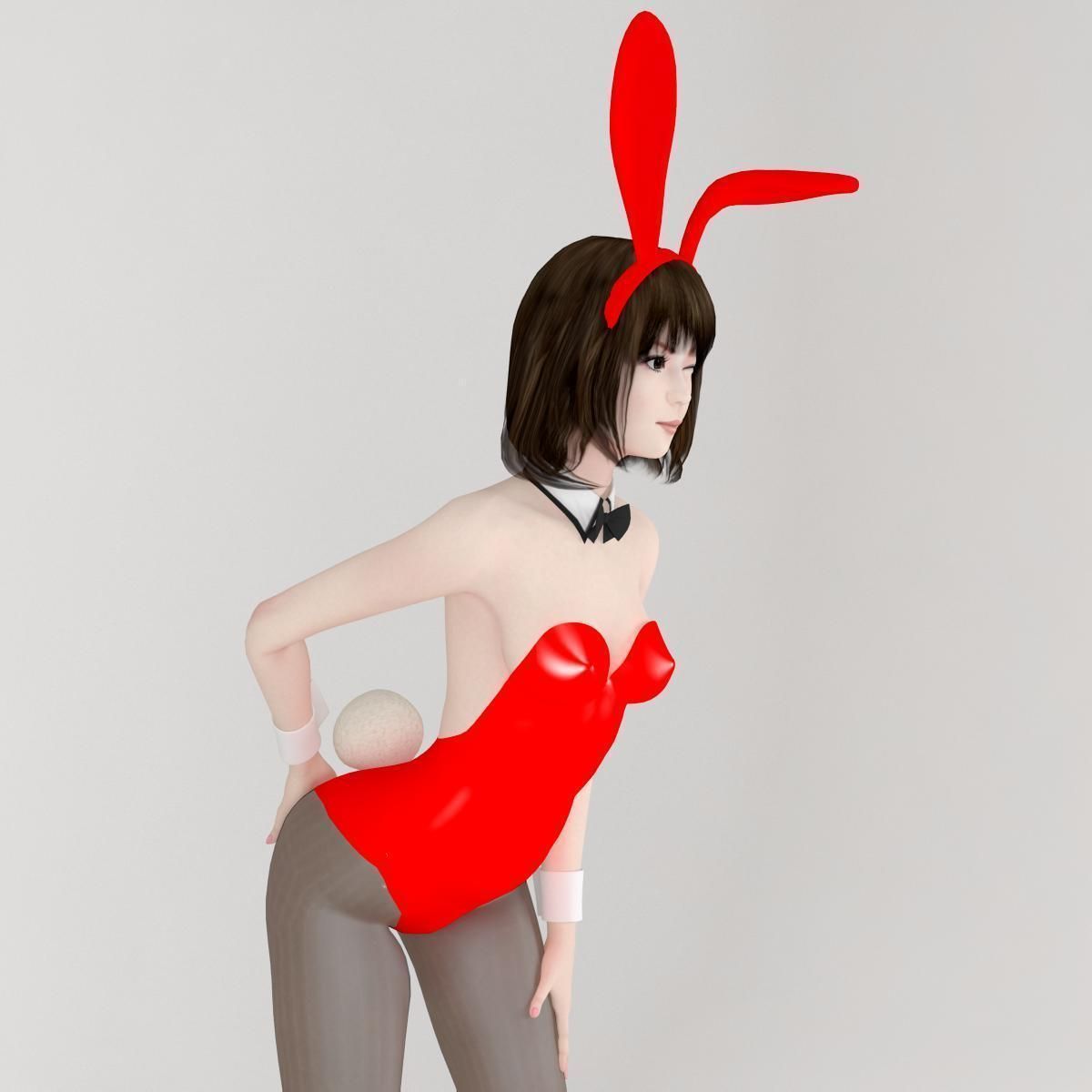 T pose rigged model of Mariko with various outfit 3D model_3
