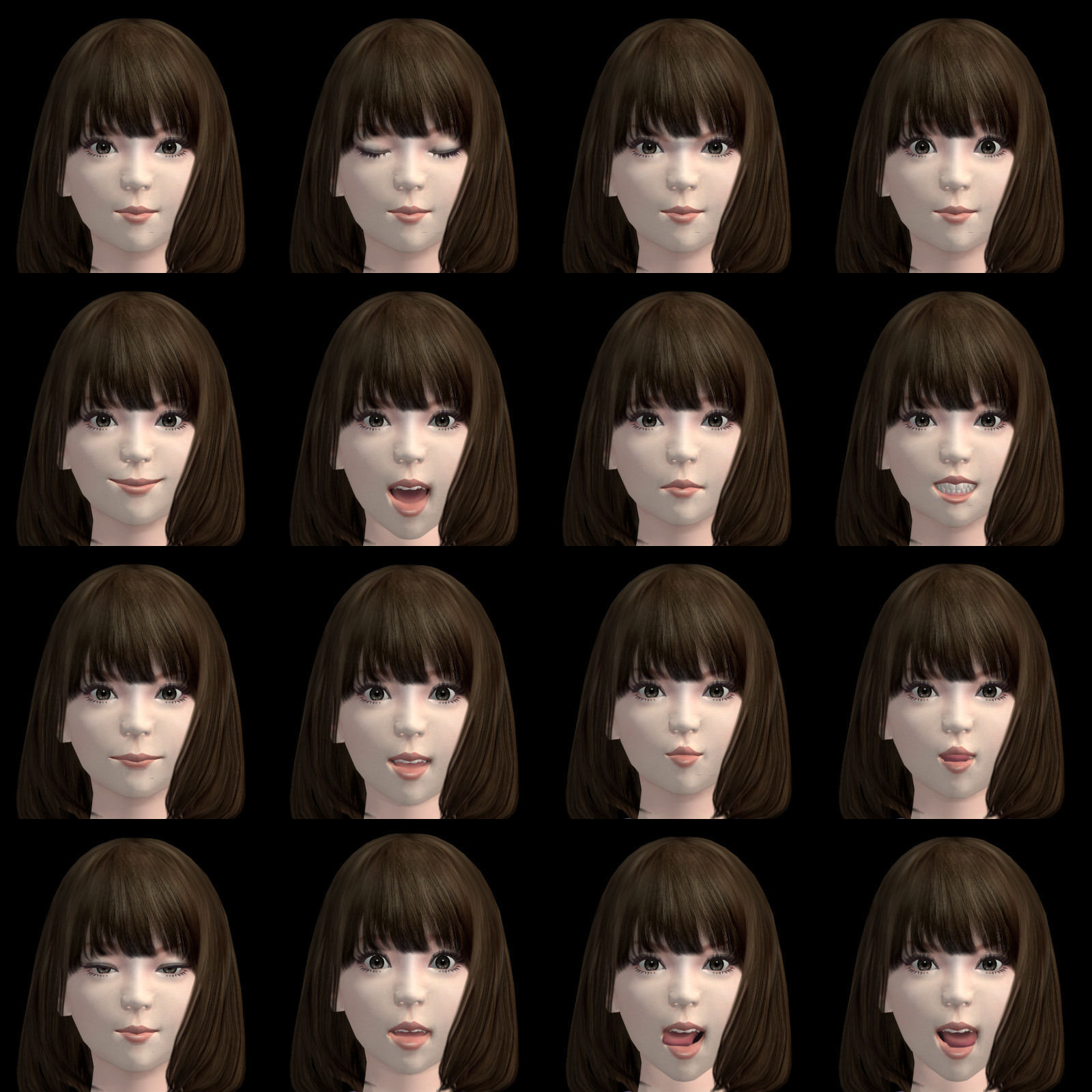 T pose rigged model of Mariko with various outfit 3D model_4