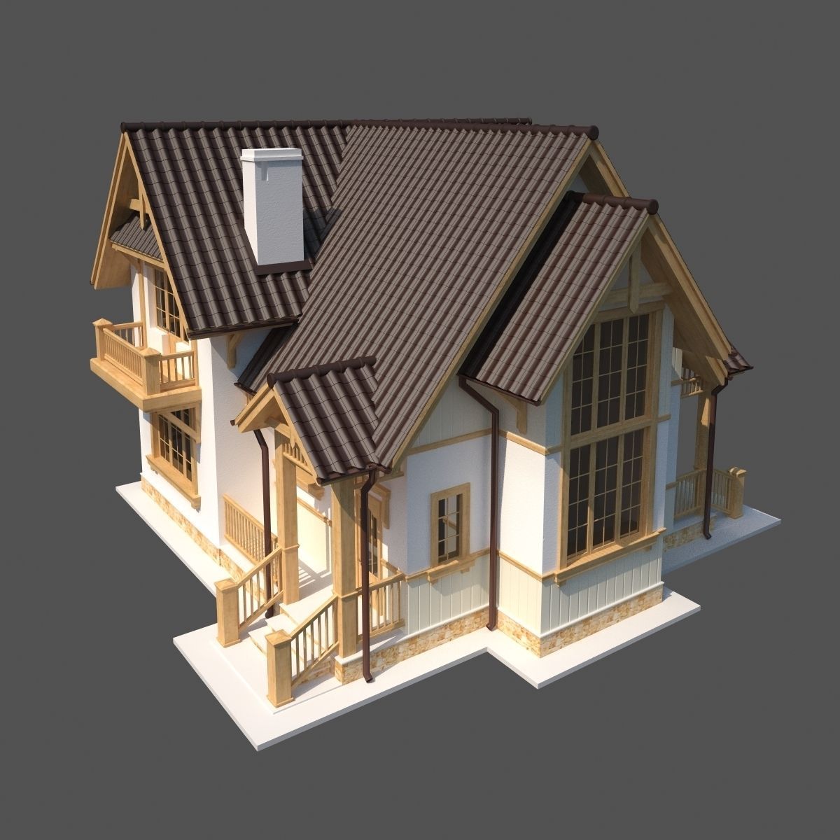 European country house 3D model_2