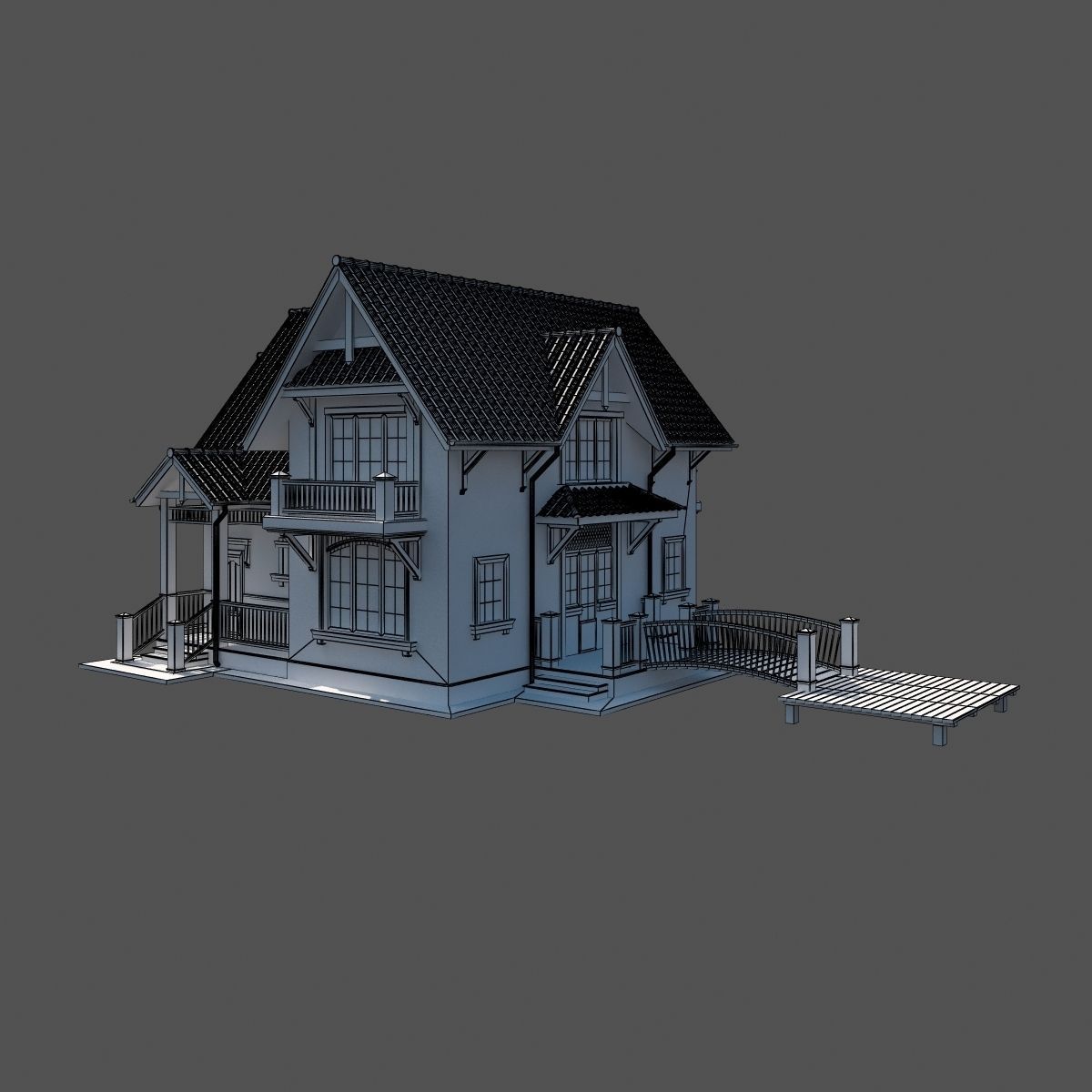 European country house 3D model_8