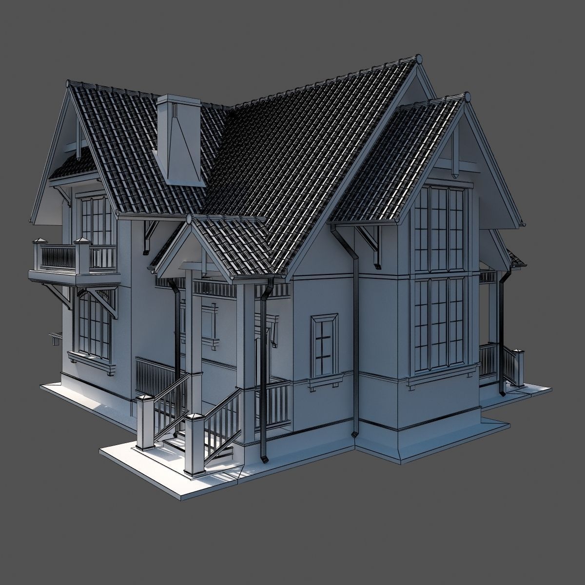 European country house 3D model_7
