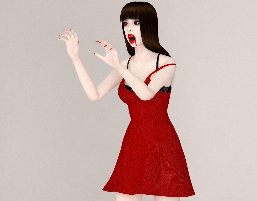 T pose rigged model of Akari with various outfit 3D model_2