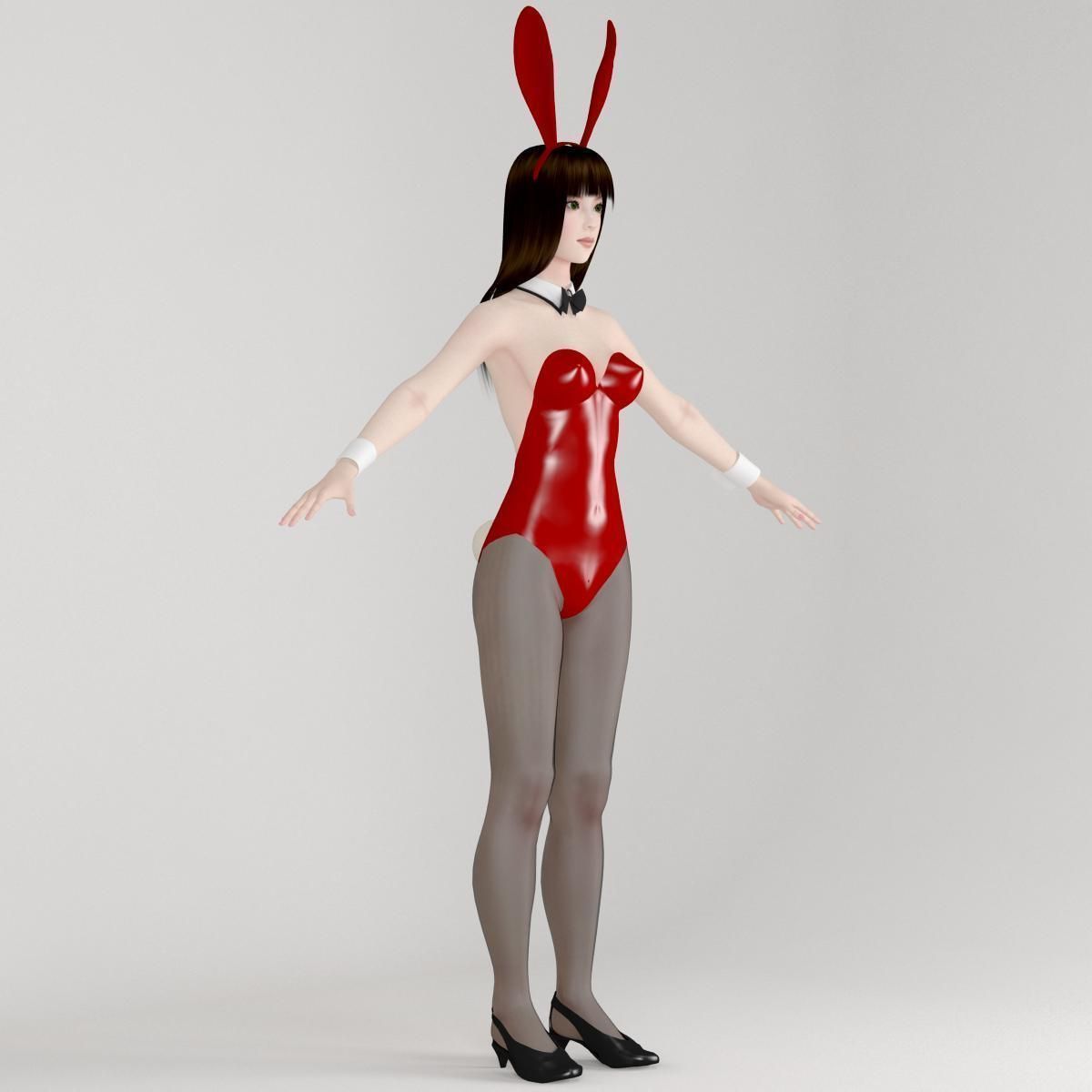 T pose rigged model of Akari with various outfit 3D model_14
