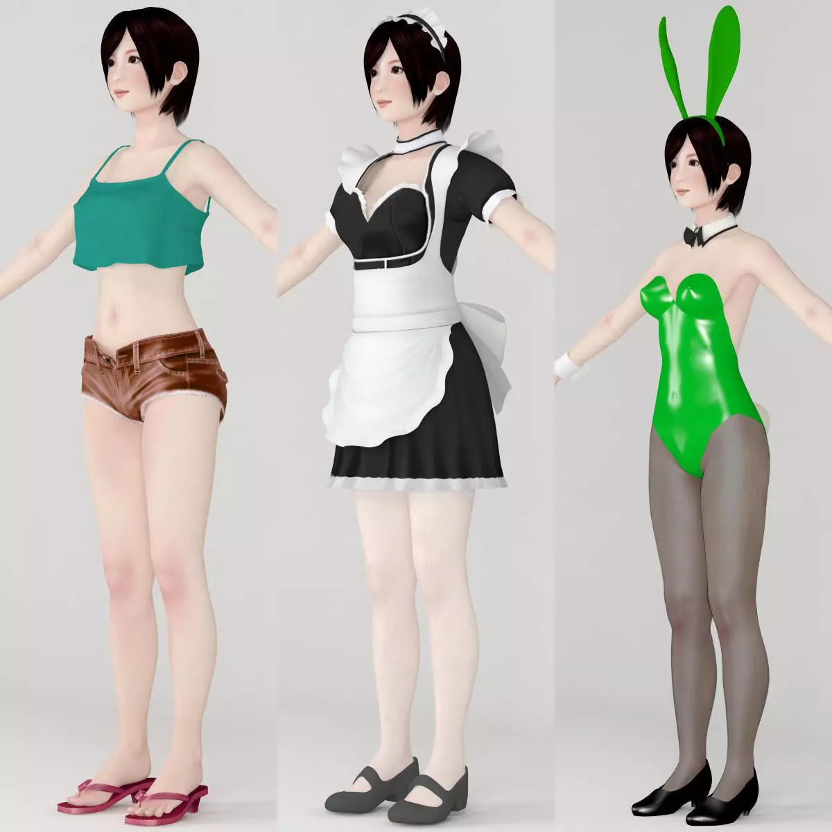  T pose nonrigged model of Rina with various outfit  3D model_0