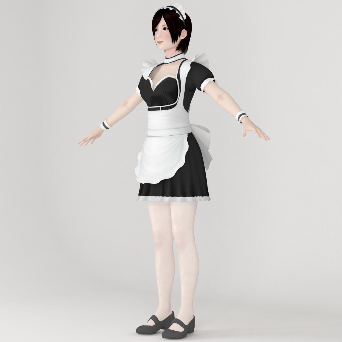  T pose nonrigged model of Rina with various outfit  3D model_4