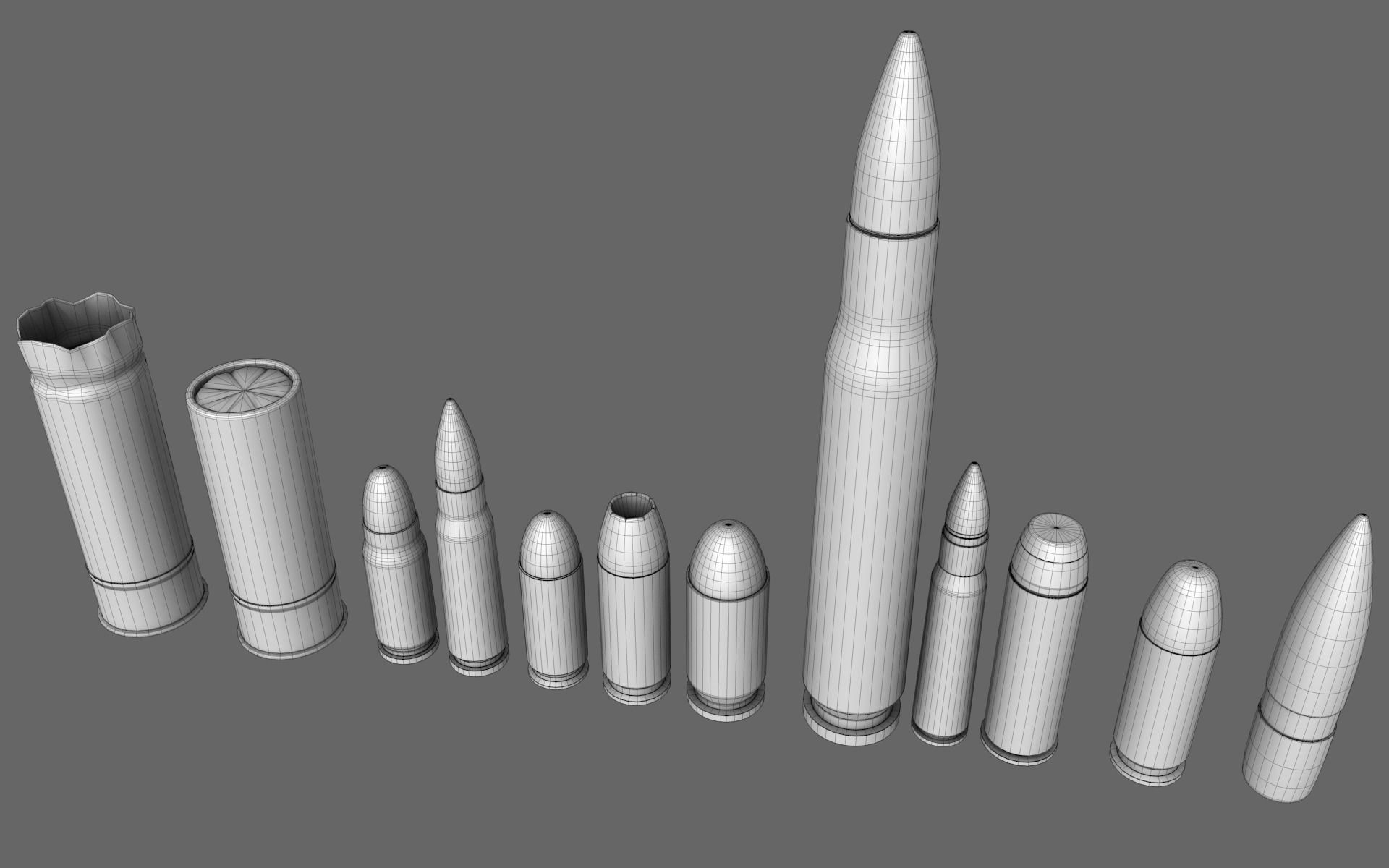 Munition Collection different bullets 3D model_3