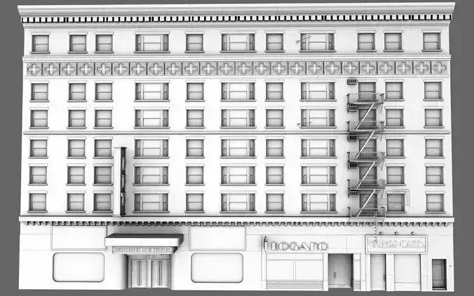 Art Deco Building Street High Polygon