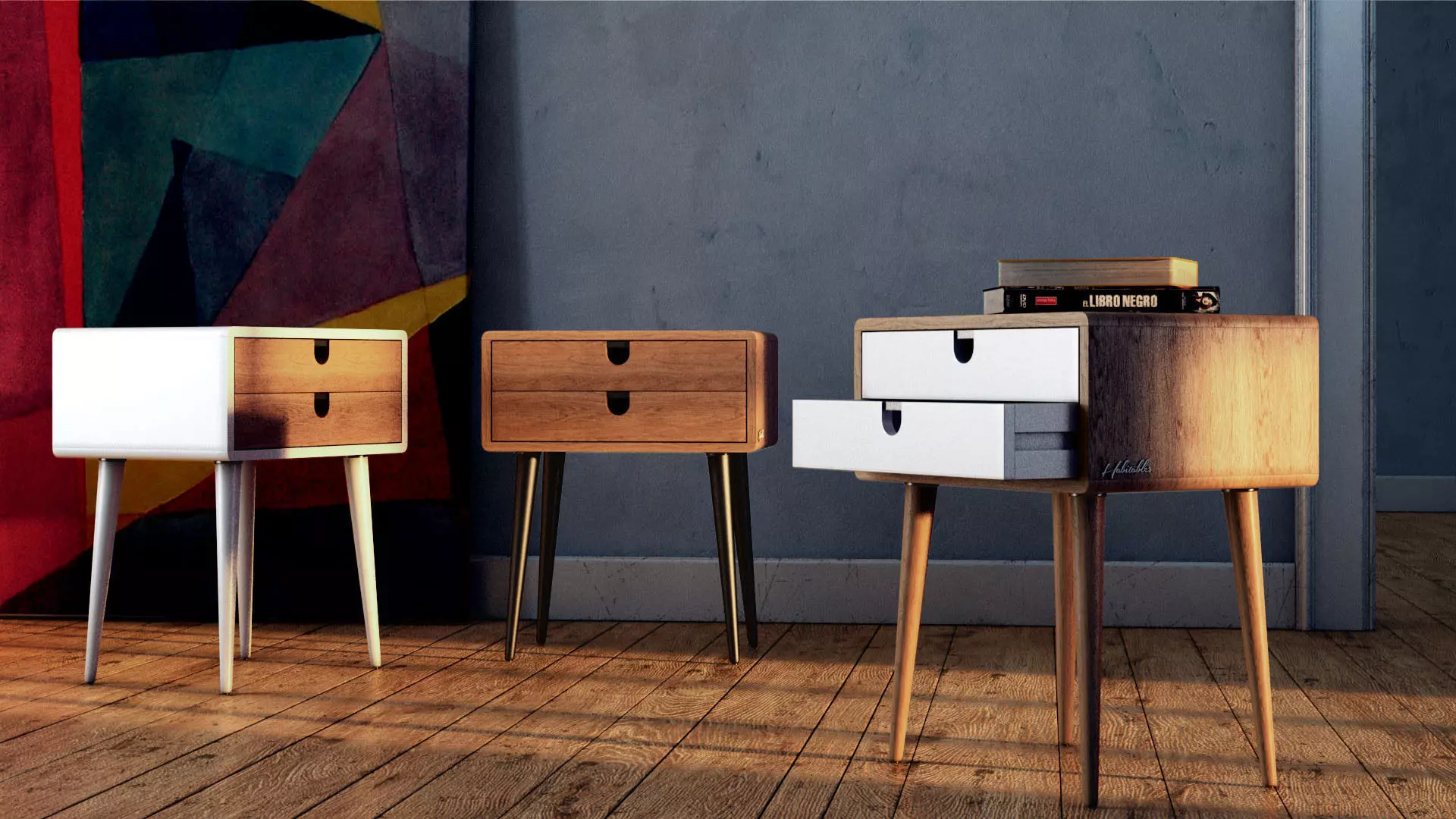 Night Table Retro from Habitables 3D model_0