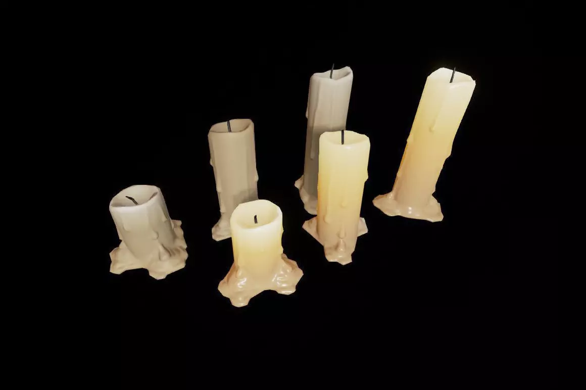 Candles Pack Low-poly 3D model